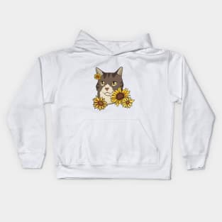 Sweet Cat with Sunflowers Kids Hoodie